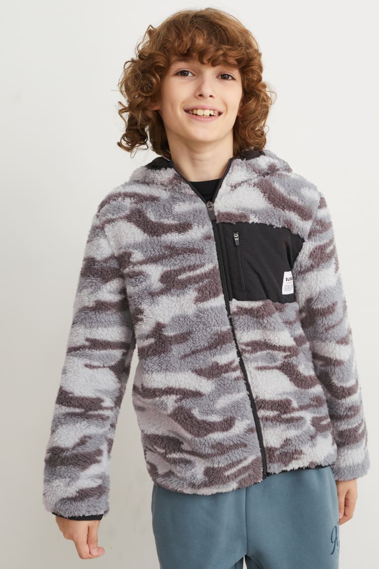 Sudadera Con Capucha C&A Teddy Fur With Hood Patterned Gris | NEQBXR-452