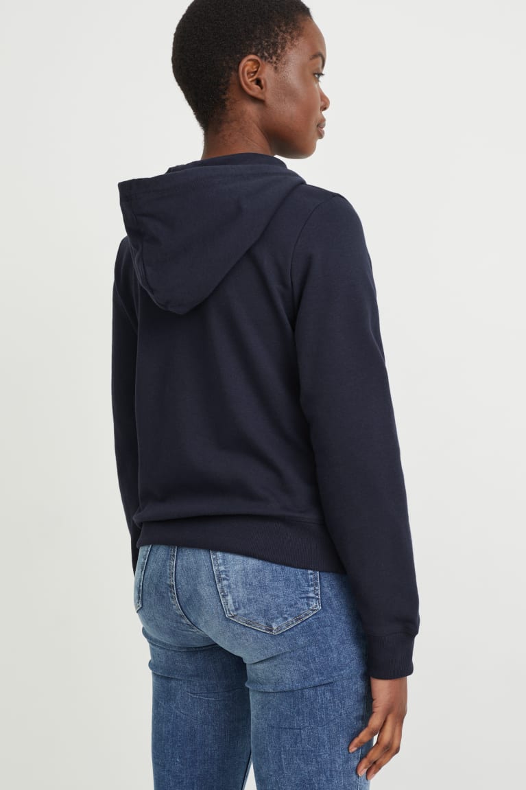 Sudaderas C&A Basic Zip-through With Hood With Organic Algodon Azules Oscuro | GAYEDP-708