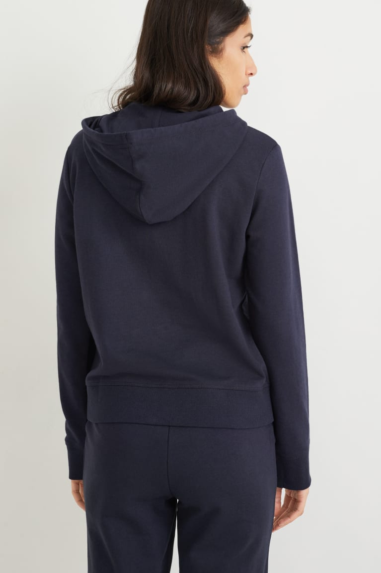 Sudaderas C&A Basic Zip-through With Hood Organic Algodon Azules Oscuro | LHANWY-832