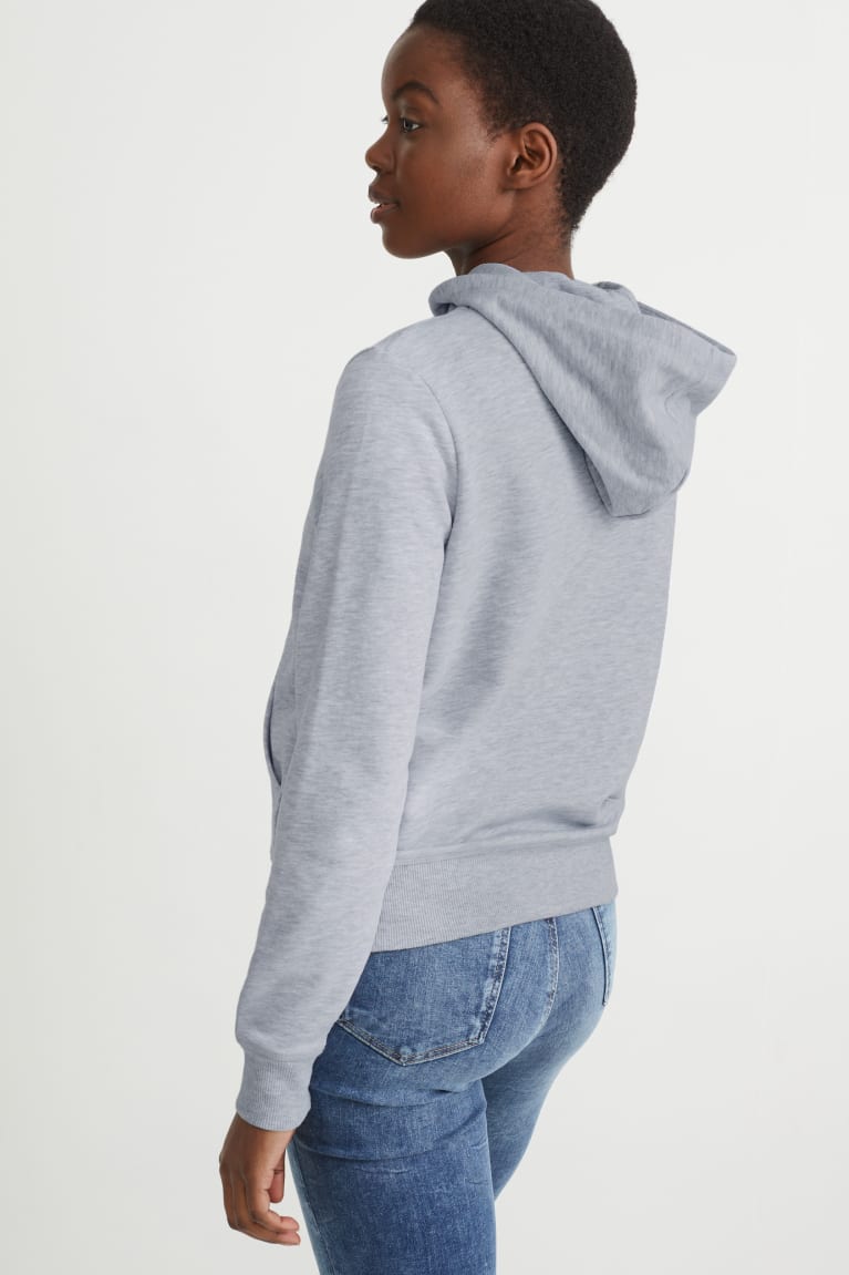 Sudaderas C&A Basic Zip-through With Hood With Organic Algodon Gris Claro | RHLTKC-809