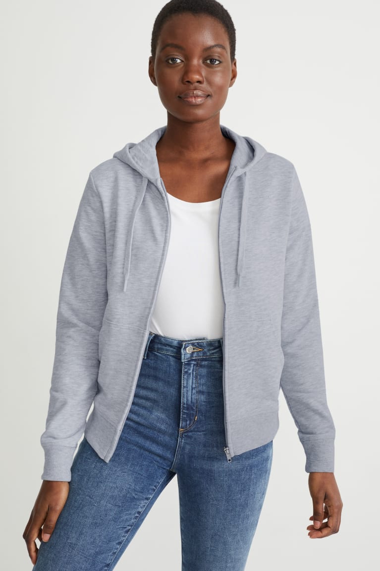 Sudaderas C&A Basic Zip-through With Hood With Organic Algodon Gris Claro | RHLTKC-809