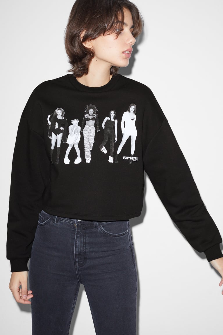 Sudaderas C&A Clockhouse Cropped Spice Girls Negras | RKOCLA-017