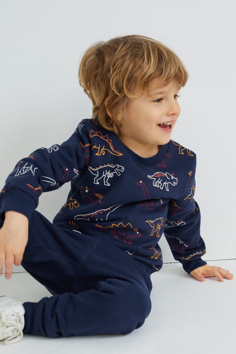 Sudaderas C&A Dinosaur Set And Joggers 2 Piece Azules Oscuro | HXIVUW-091