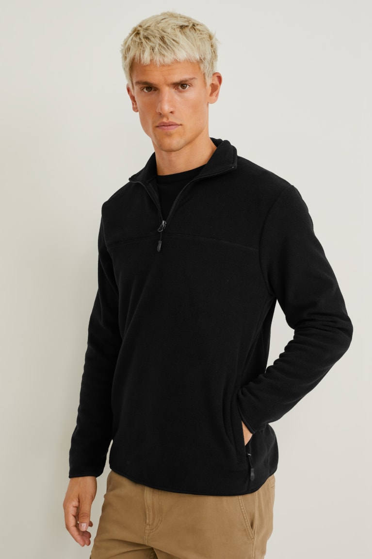 Sudaderas C&A Fleece Recycled Negras | YSFLCV-104