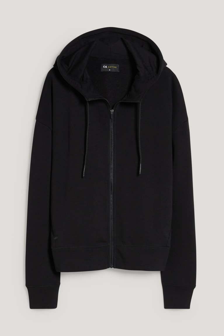 Sudaderas C&A Zip-through With Hood Recycled Negras | RSPHFY-068