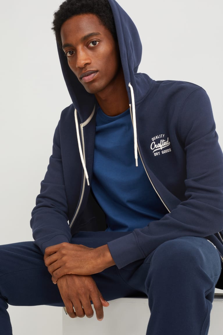 Sudaderas C&A Zip-through With Hood With Recycled Polyester Azules Oscuro | ASZNOP-807