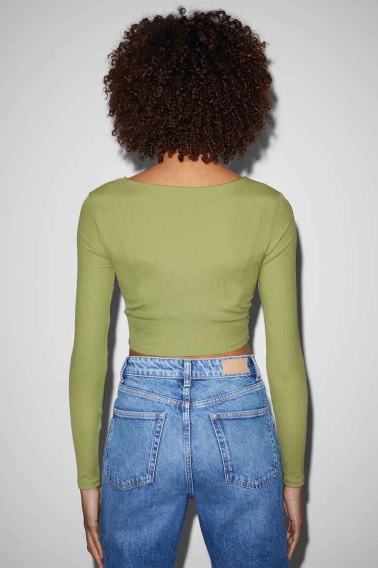 Tops C&A Clockhouse Cropped Verde | ZKFESW-865