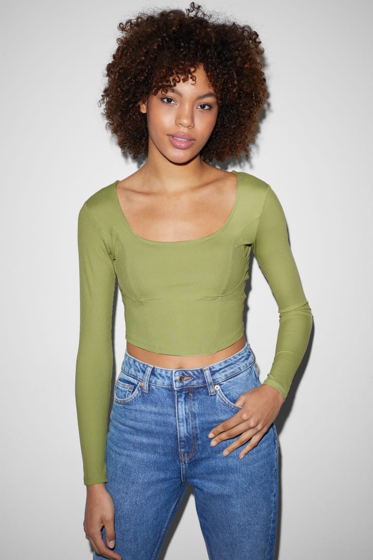 Tops C&A Clockhouse Cropped Verde | ZKFESW-865