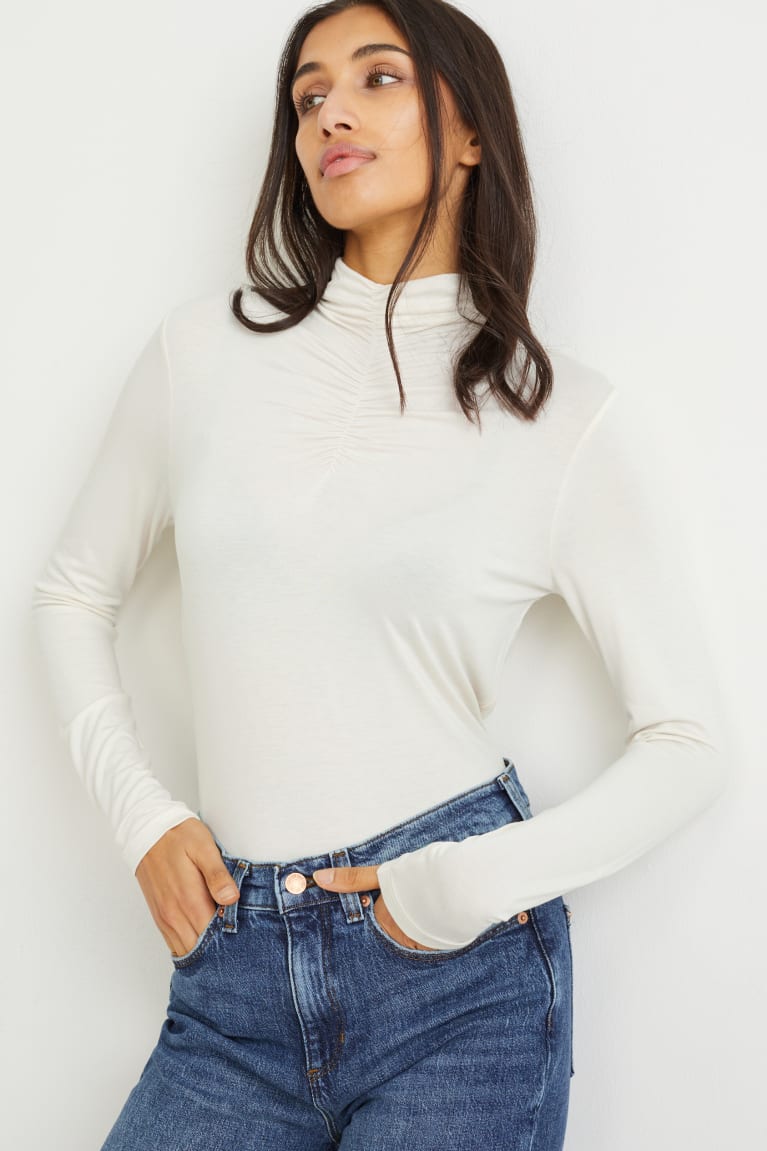 Tops C&A Long Sleeve Blancas | PQUOCH-945