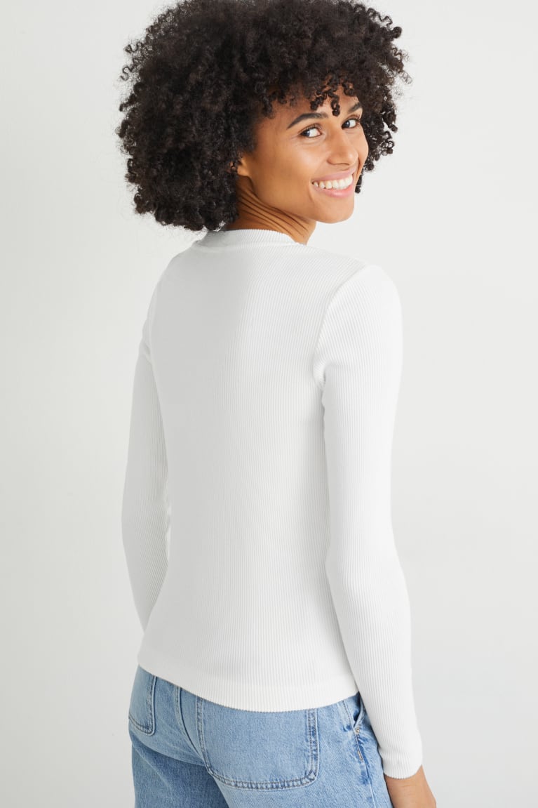 Tops C&A Long Sleeve Blancas | QZDYHF-250