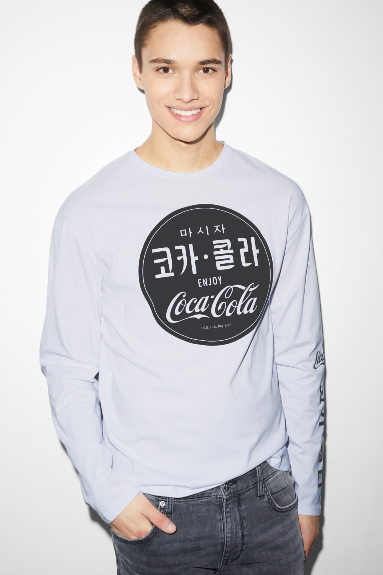 Tops C&A Long Sleeve Coca-cola Blancas | ZLSJYI-364