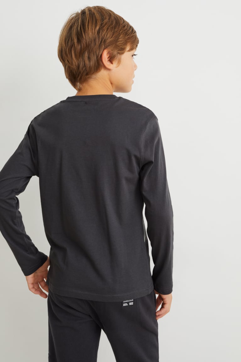 Tops C&A Long Sleeve Gris Oscuro | XUGHCO-327