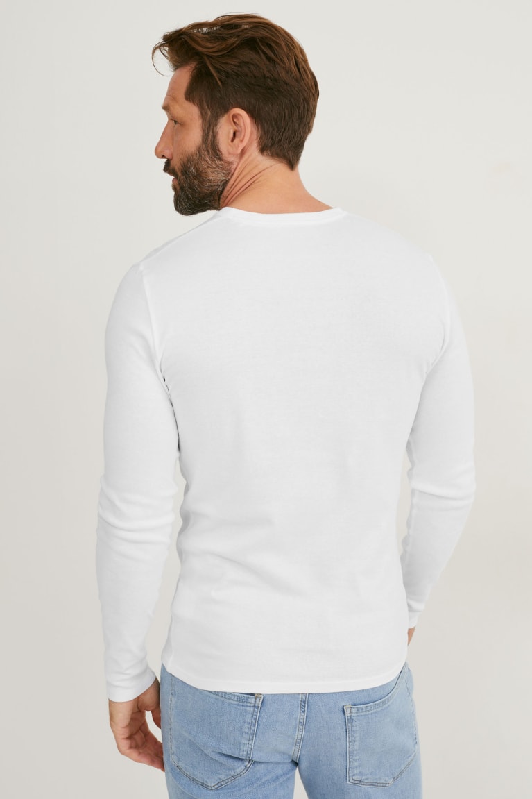 Tops C&A Long Sleeve Organic Algodon Blancas | GCTNPZ-164