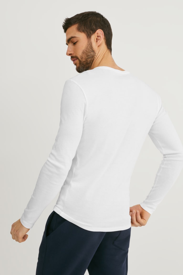 Tops C&A Long Sleeve Organic Algodon Blancas | JCRVDF-203