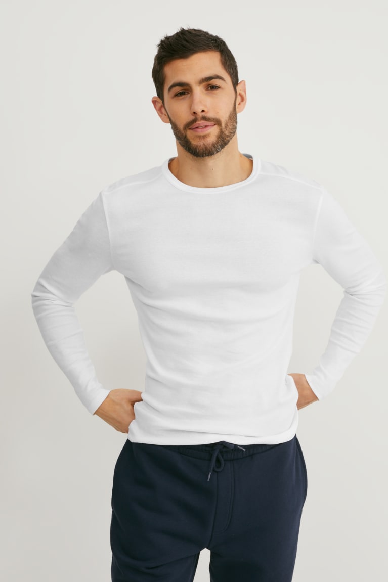 Tops C&A Long Sleeve Organic Algodon Blancas | JCRVDF-203