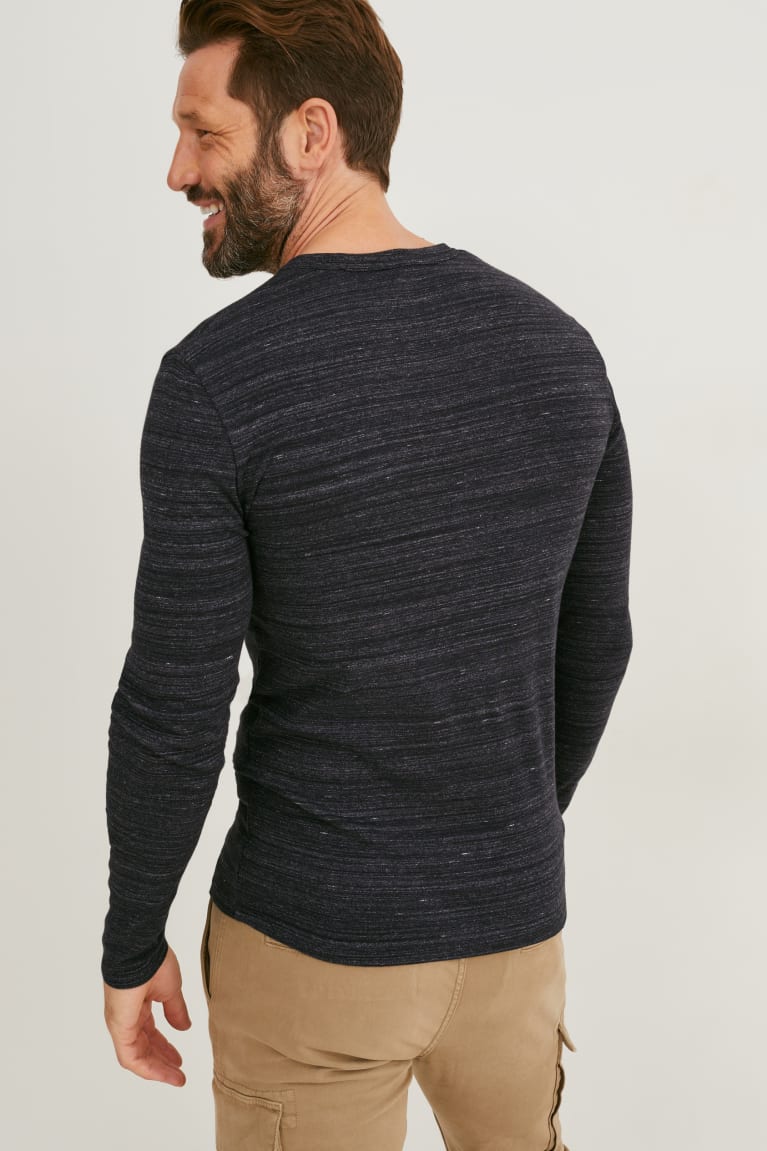 Tops C&A Long Sleeve Organic Algodon Negras | ZOCVUM-189