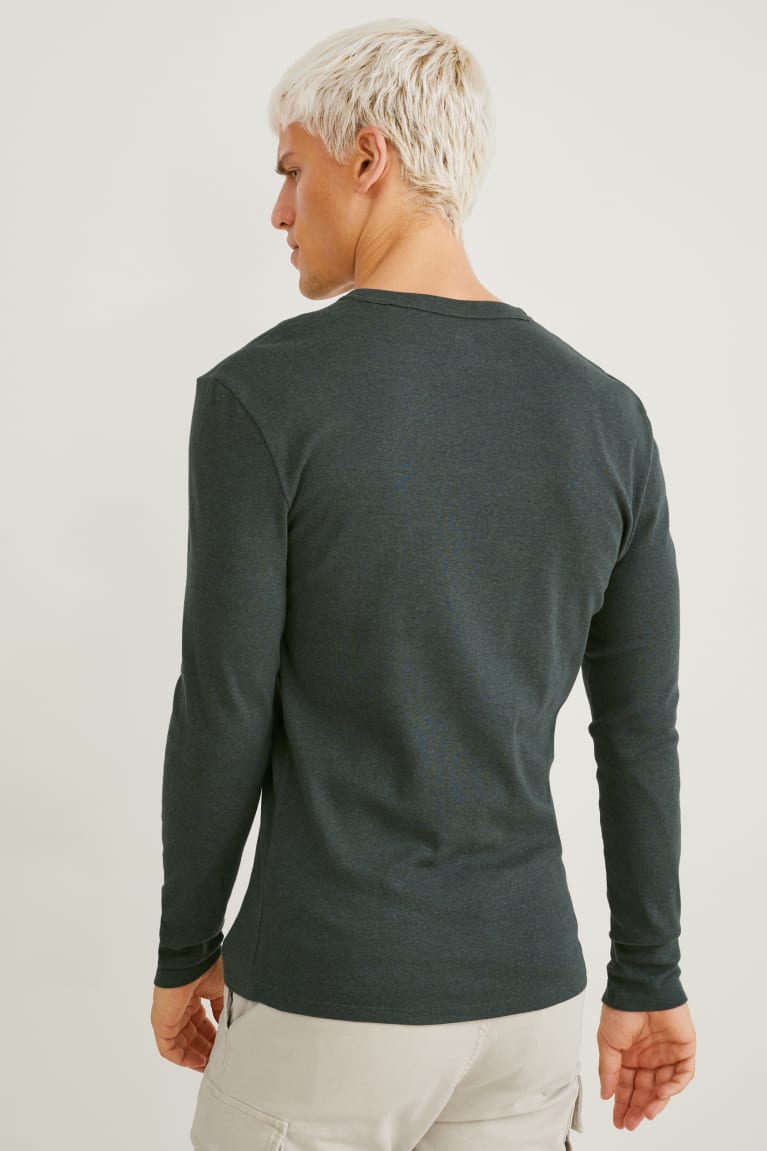 Tops C&A Long Sleeve Organic Algodon Verde Oscuro | MUYXOI-057