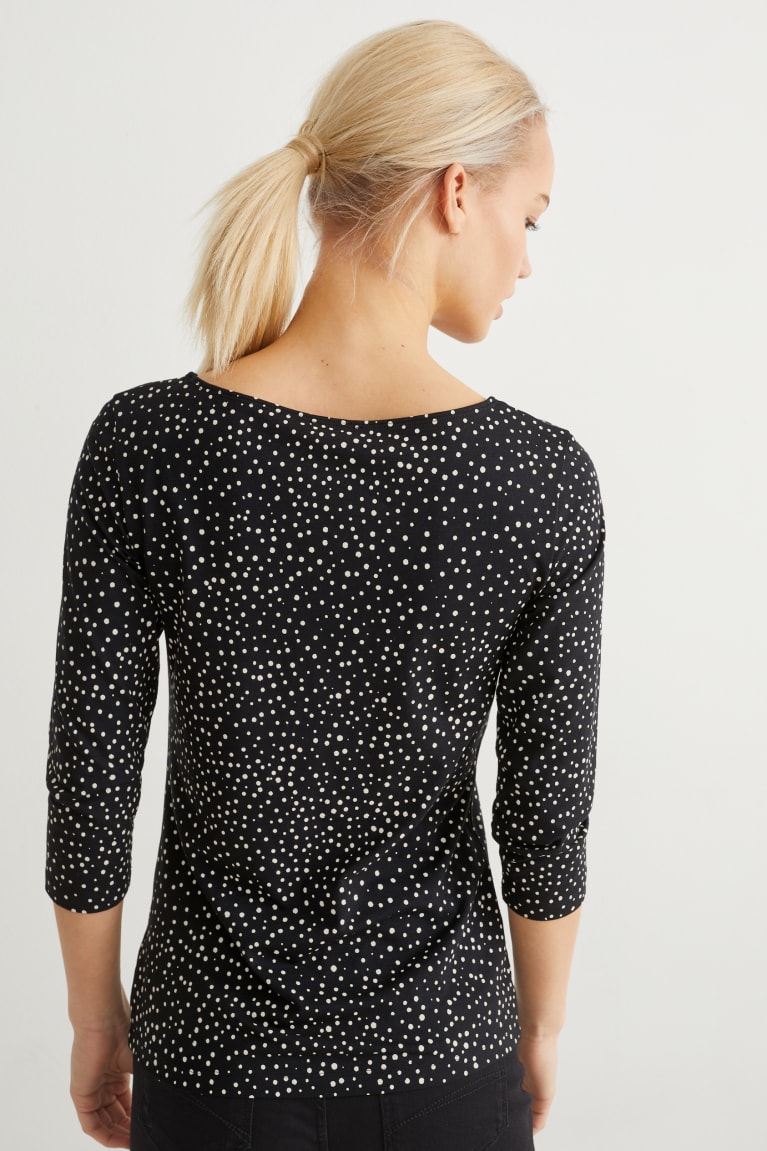 Tops C&A Long Sleeve Polka Dot Negras | AQPXMO-635