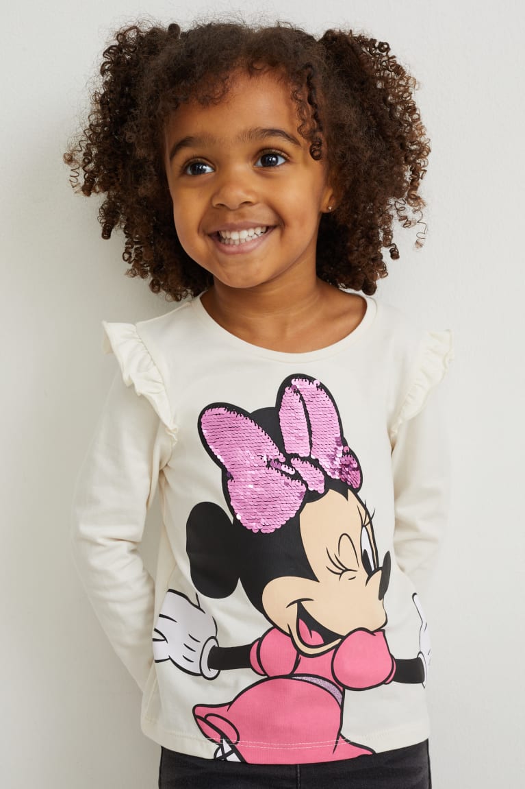 Tops C&A Minnie Mouse Long Sleeve Shiny Blancas | KTFPNI-701