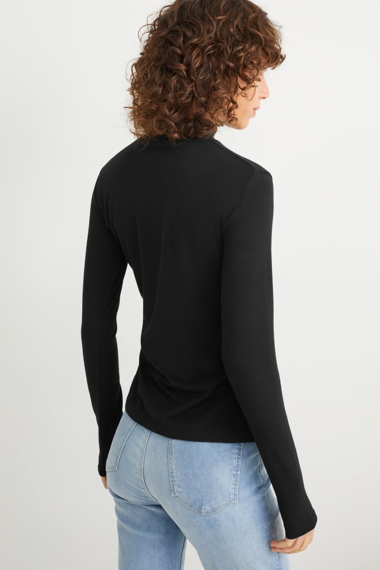 Tops C&A Polo Neck Negras | LMFUJP-826