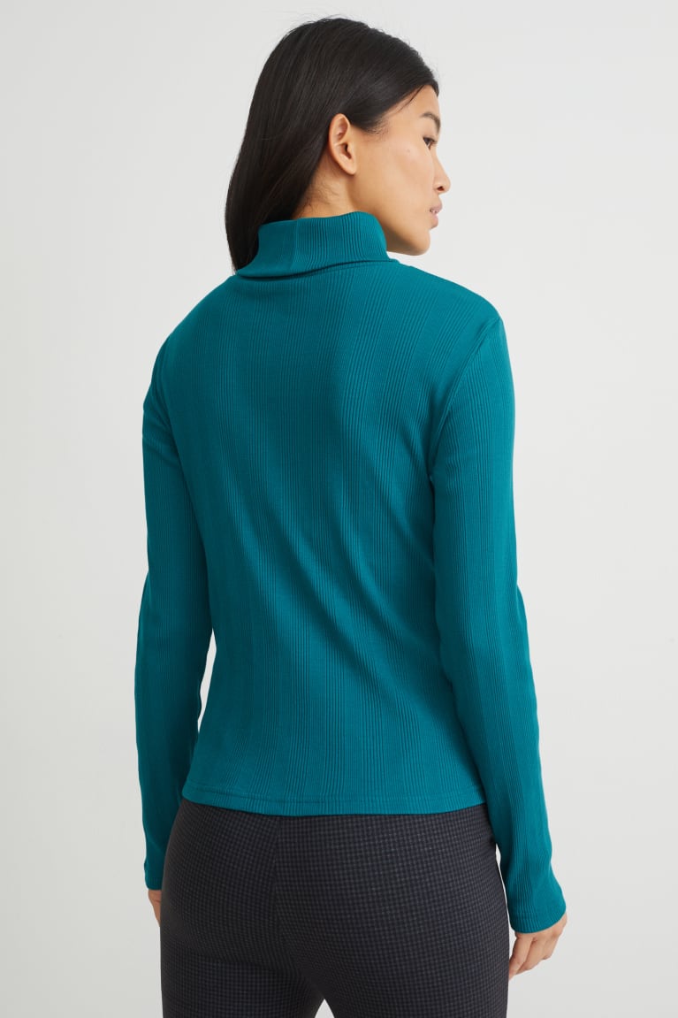 Tops C&A Polo Neck Verde Oscuro | YMNKVW-759