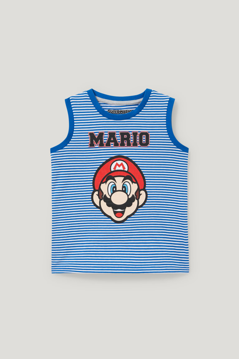 Tops C&A Super Mario A Rayas Azules Oscuro Blancas | NYJSKA-701