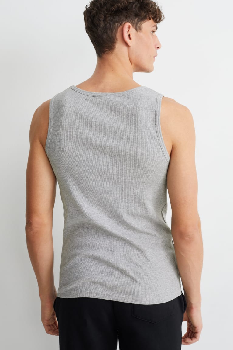 Tops C&A Vest Double Rib Organic Algodon Gris Claro | ESVXWG-987