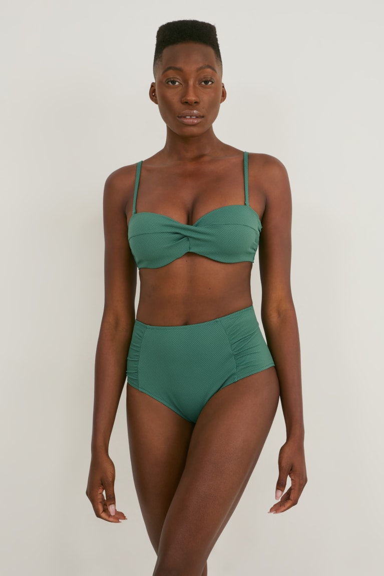 Trajes De Baño C&A Bikini Bottoms High Rise Verde Oscuro | XOIBYW-382