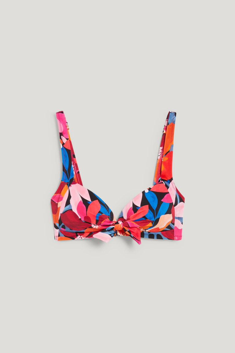 Trajes De Baño C&A Bikini With Knot Detail Acolchado Lycra® Floral Rosas | XPUCOZ-613