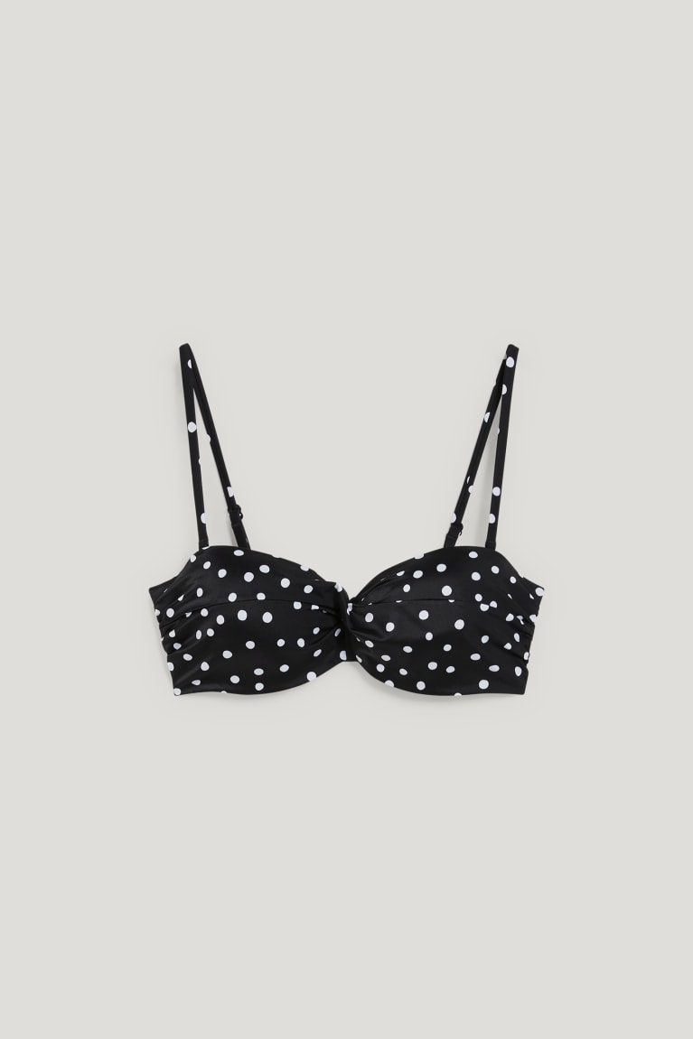 Trajes De Baño C&A Underwire Bikini Bandeau Acolchado Polka Dot Negras | LERFKG-716