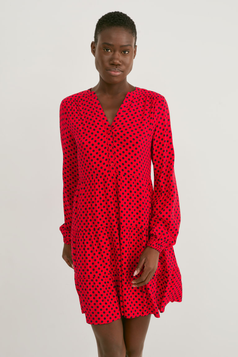 Vestido C&A A-line Polka Dot Rojas | VLZKGM-239