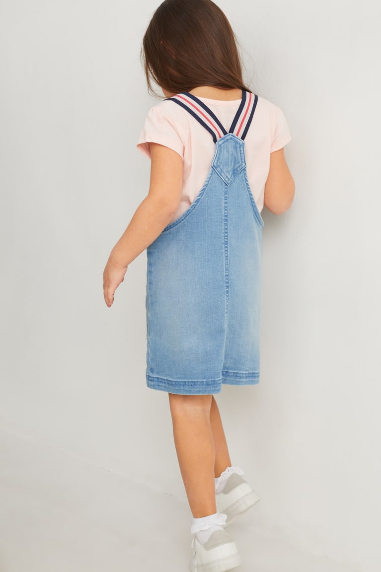 Vestido C&A Minnie Mouse Set Sleeve And Pinafore 2 Piece Azules Azules Claro | AMFHKR-718