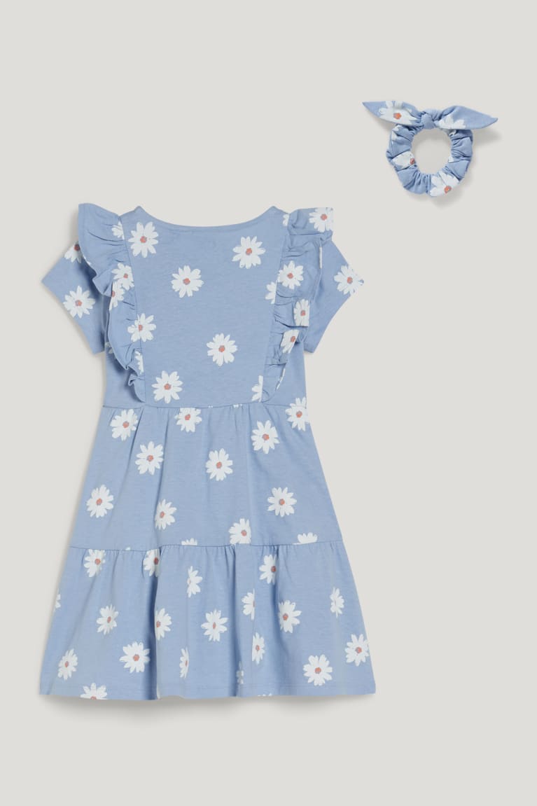 Vestido C&A Set And Scrunchie 2 Piece Floral Azules Claro | BASWGR-379