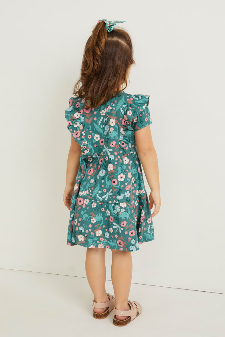 Vestido C&A Set And Scrunchie 2 Piece Floral Verde | CDSRIB-014