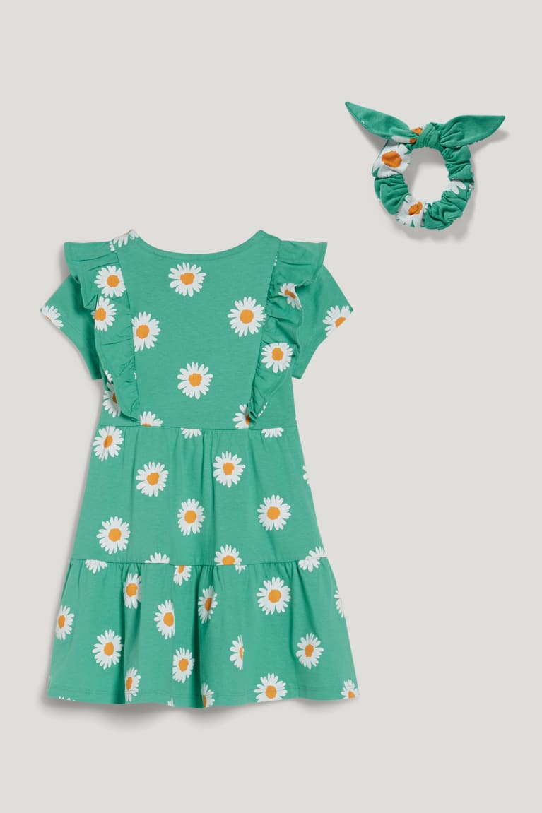 Vestido C&A Set And Scrunchie 2 Piece Floral Verde | ENPWMO-617