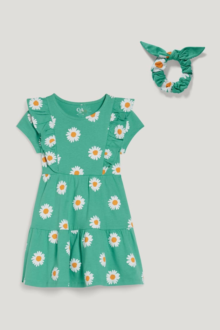 Vestido C&A Set And Scrunchie 2 Piece Floral Verde | ENPWMO-617