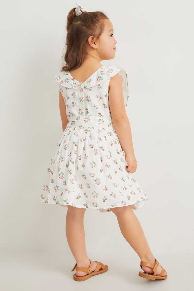 Vestido C&A Set And Scrunchie 2 Piece Floral Blancas | JOHQER-059