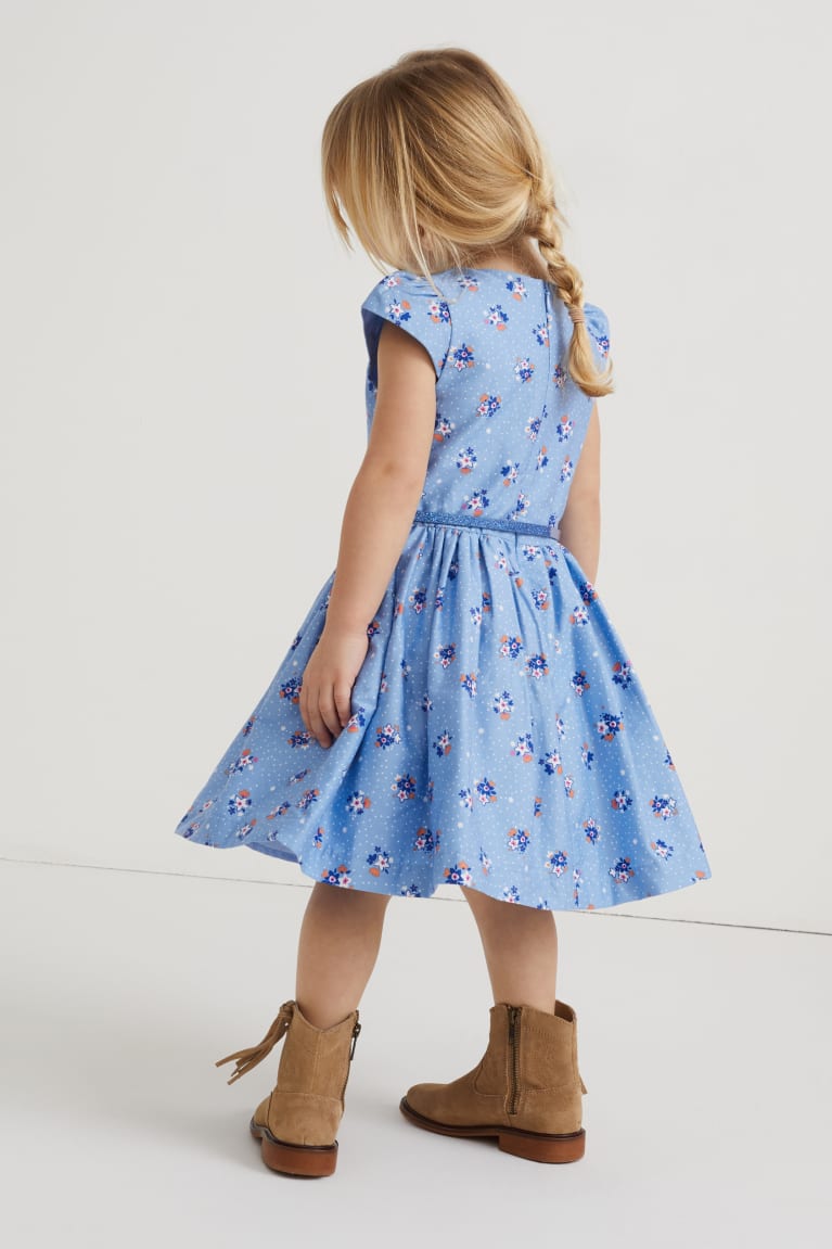 Vestido C&A With Belt Floral Azules Claro | JVNMRB-987