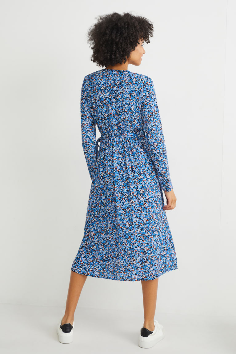 Vestido C&A Wrap Lenzing™ Ecovero™ Floral Azules | GKSTFE-198