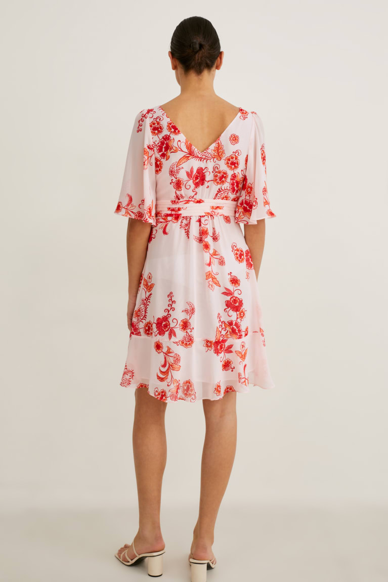 Vestido C&A Wrap Recycled Floral Rosas | MWNGCY-932